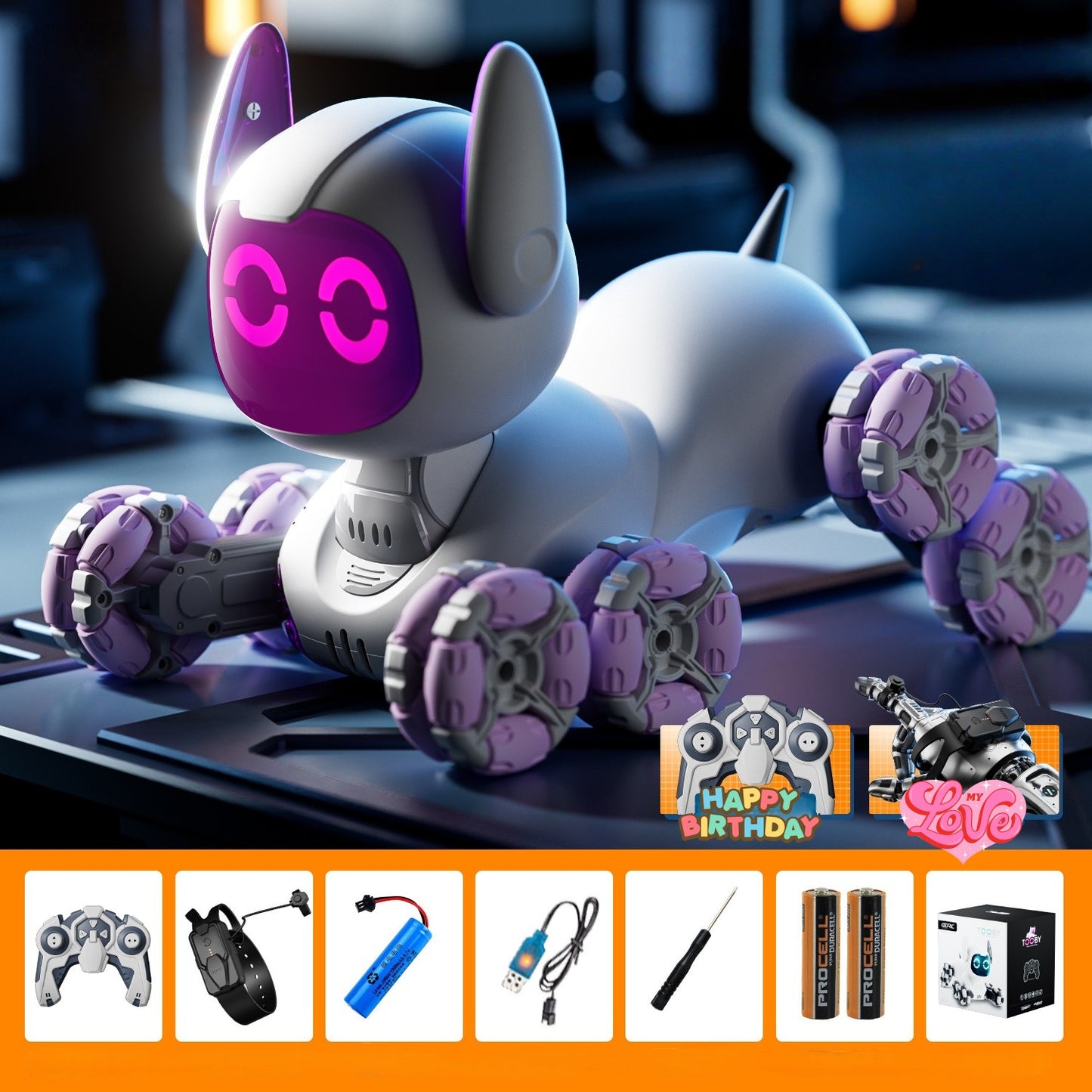 8-Wheel Stunt Robot Dog Toy - Smart Robot Dog Perfect Friend Gift, Heartfelt Valentine's Gift, Birthday Gift