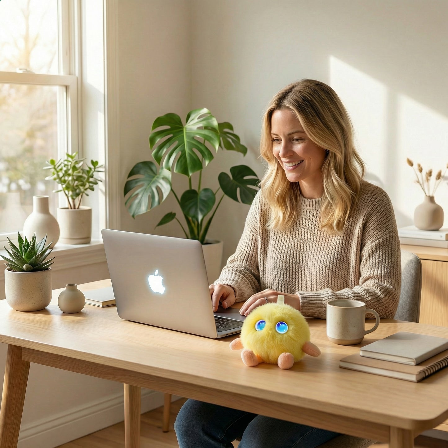 AI Companion Plush Toy – Smart Interactive Desk Buddy, Emotional Support Plush, Cute Virtual Pet for Work & Home