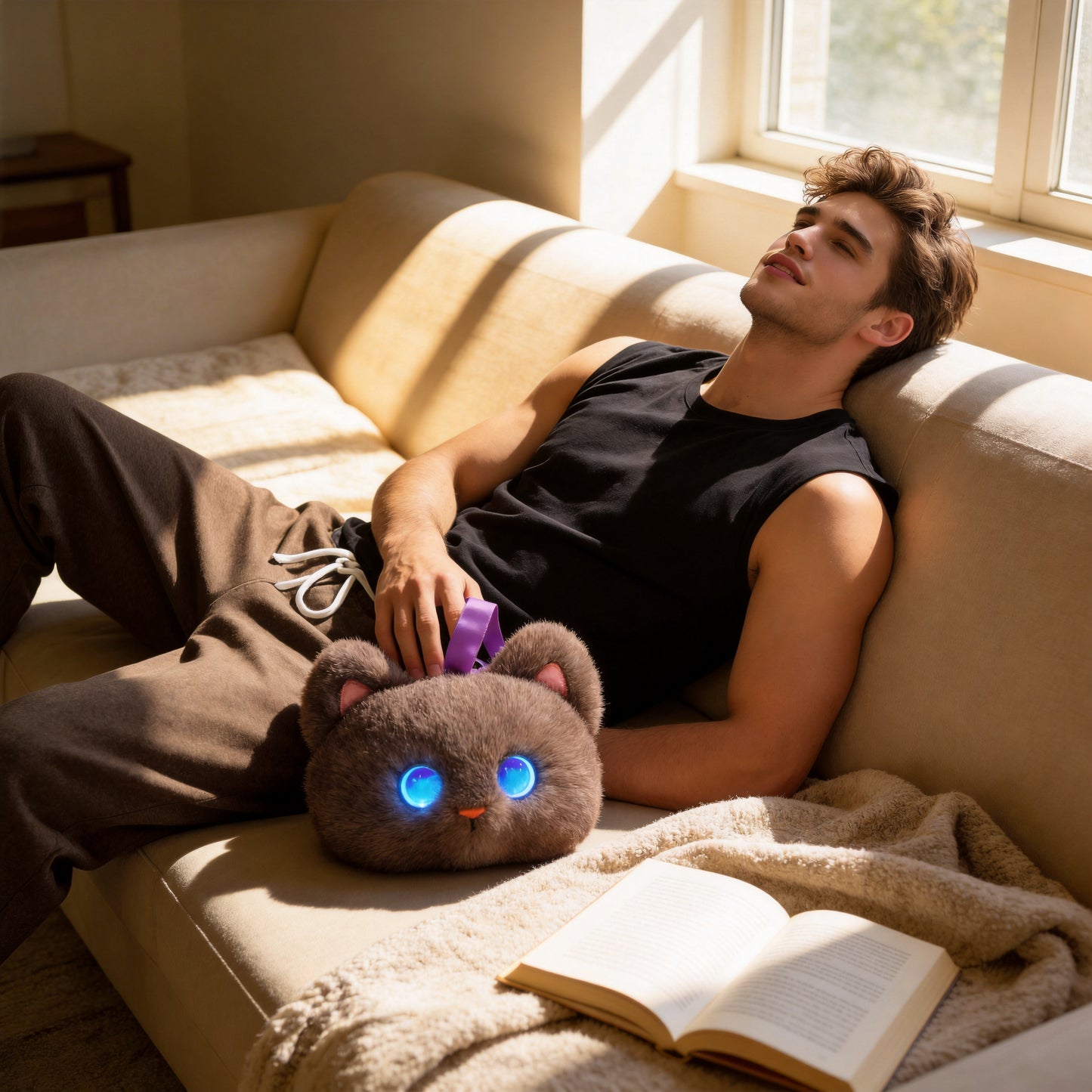 AI Companion Plush Toy Cat – Smart Interactive AI Cat, Emotional Support Plush, Cute Virtual Pet for Work & Home