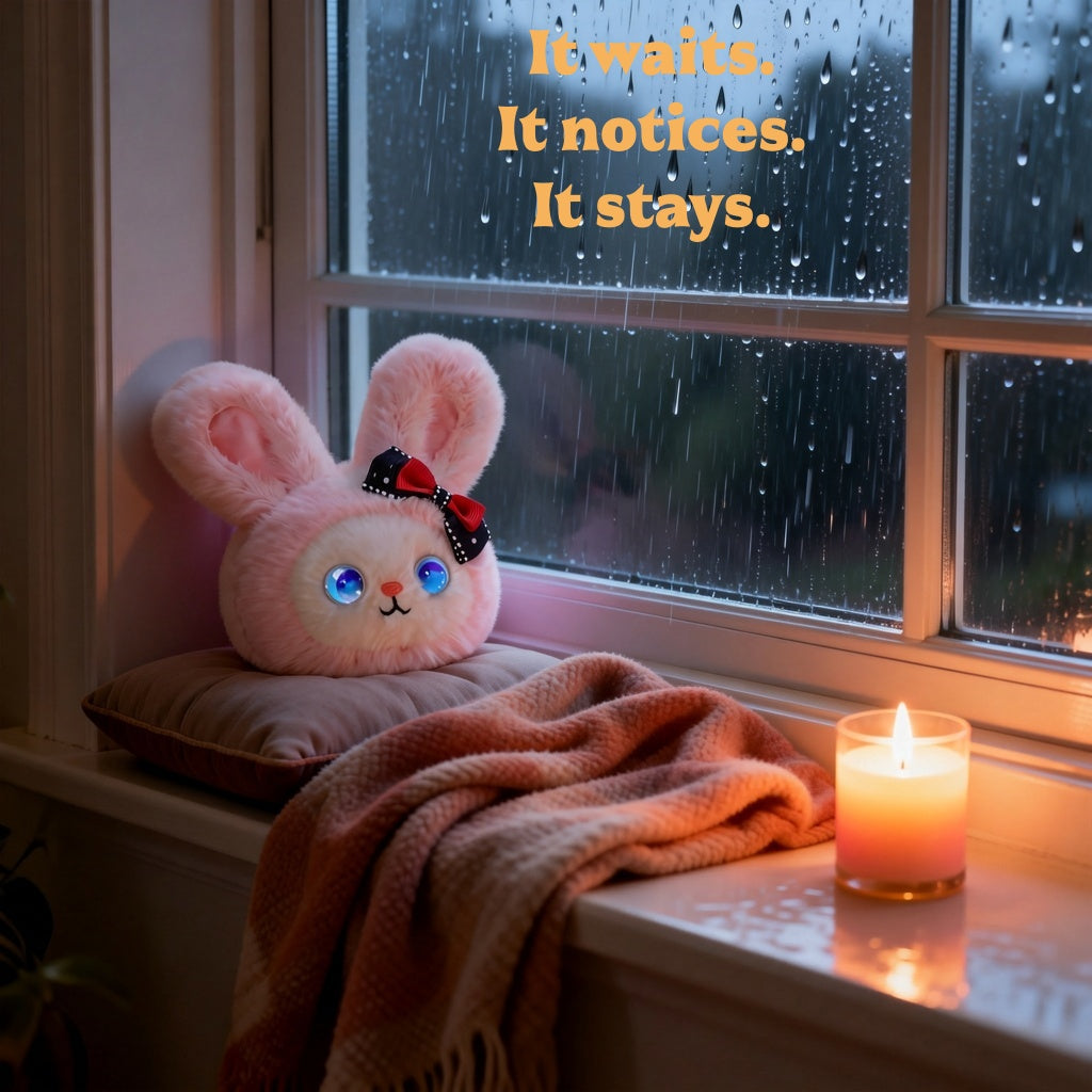 AI Companion Plush Toy Bunny – Smart Interactive Desk Buddy, Emotional Support Plush, Cute Virtual Pet for Work & Home