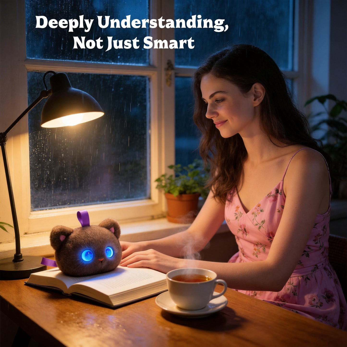 AI Companion Plush Toy Cat – Smart Interactive AI Cat, Emotional Support Plush, Cute Virtual Pet for Work & Home