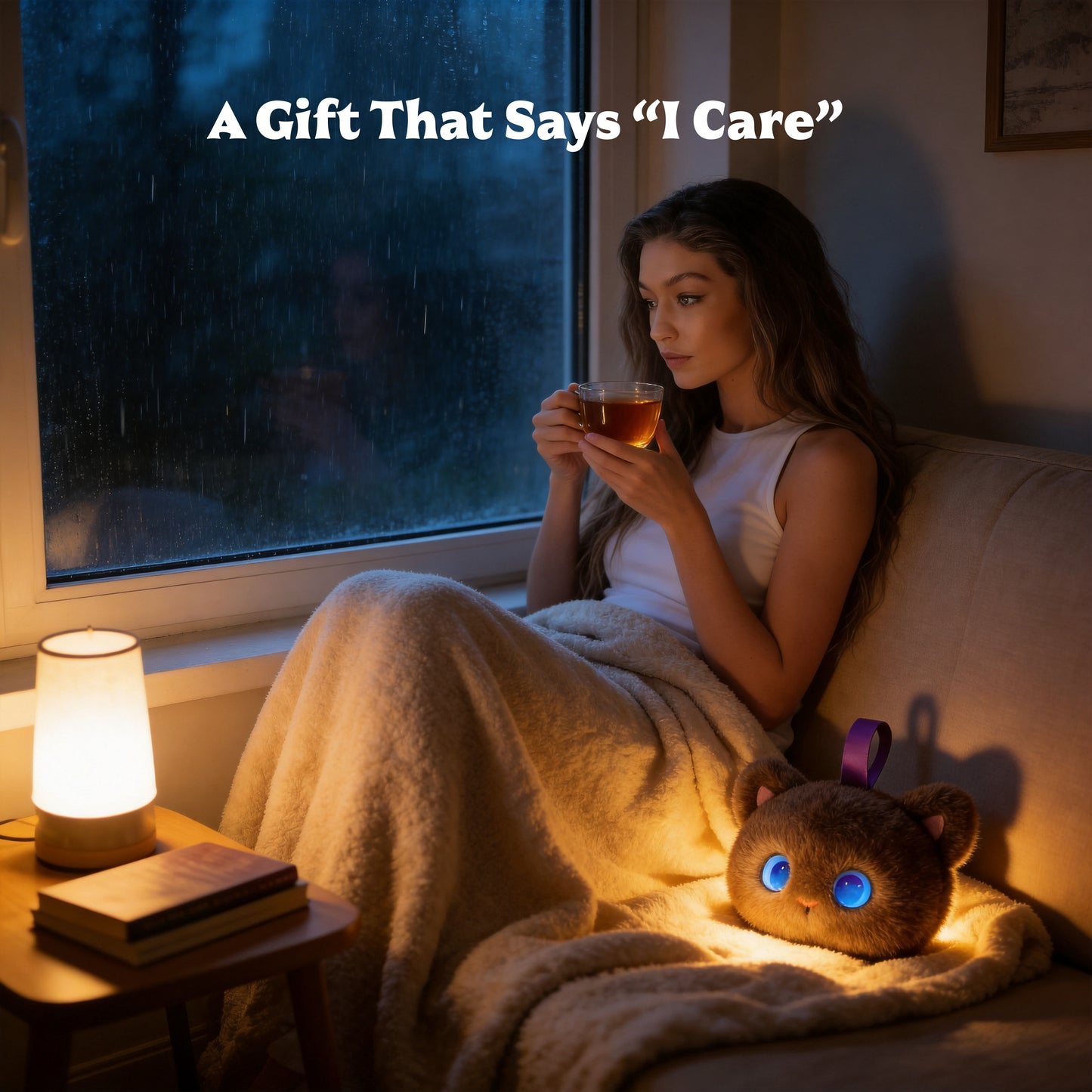 AI Companion Plush Toy Cat – Smart Interactive AI Cat, Emotional Support Plush, Cute Virtual Pet for Work & Home