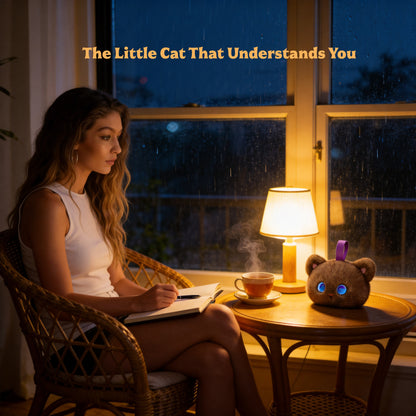 AI Companion Plush Toy Cat – Smart Interactive AI Cat, Emotional Support Plush, Cute Virtual Pet for Work & Home