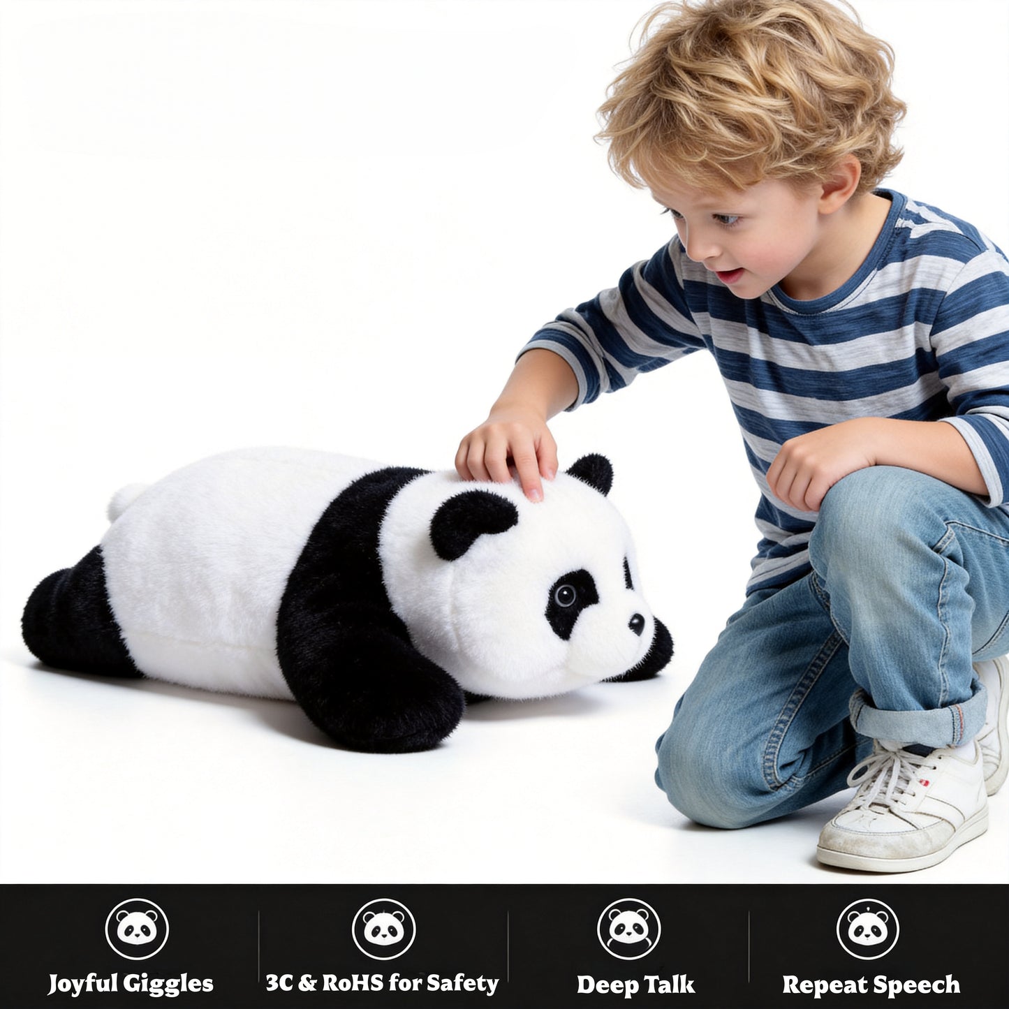 AI Companion Plush Toy Panda Bear – Smart Interactive Panda, Emotional Support Plush, Cute Virtual Pet for Work & Home