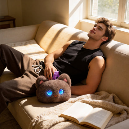 AI Companion Plush Toy Cat – Smart Interactive AI Cat, Emotional Support Plush, Cute Virtual Pet for Work & Home