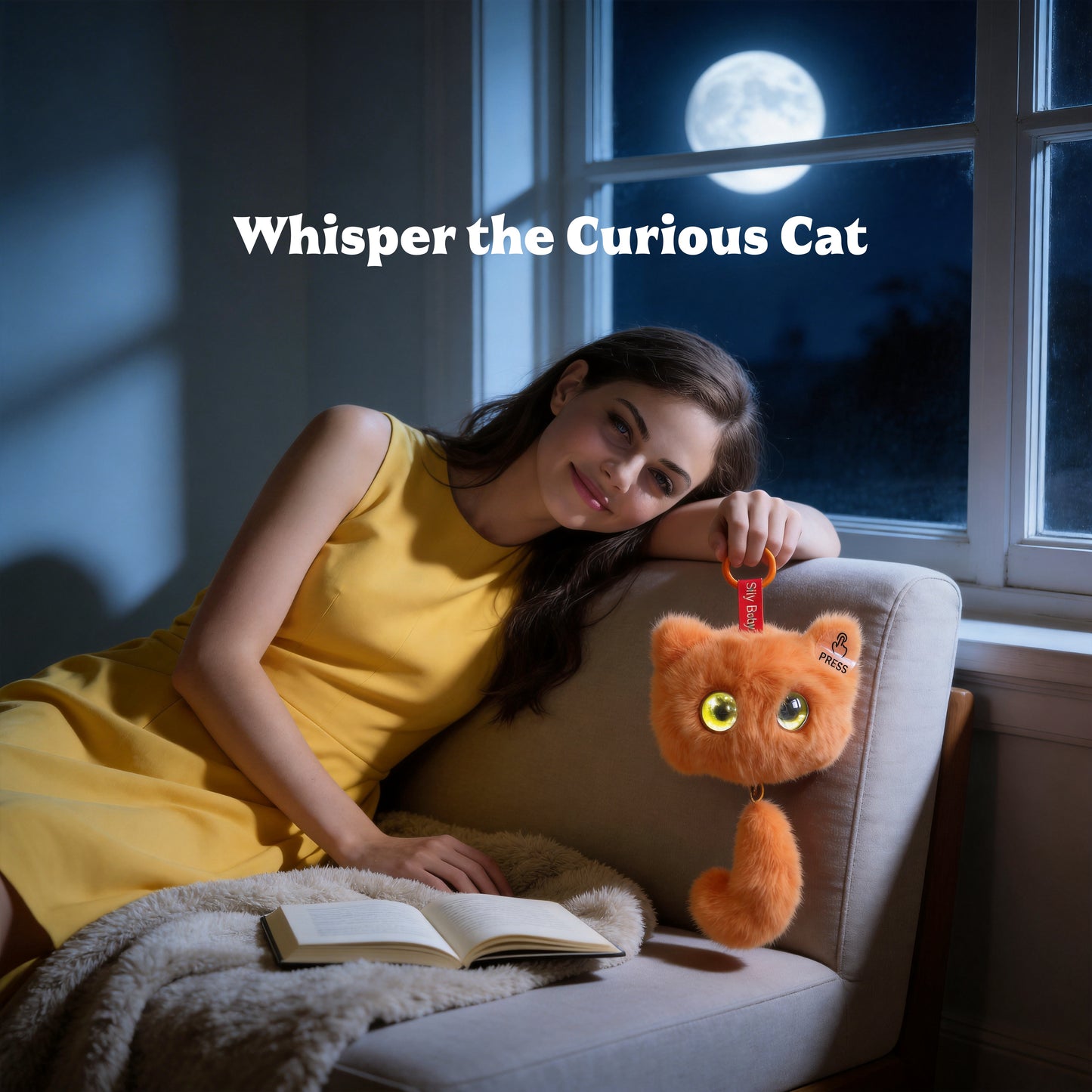 AI Companion Plush Toy Whisper the Curious Cat – Smart Interactive AI Cat, Emotional Support Plush, Cute Virtual Pet for Work & Home