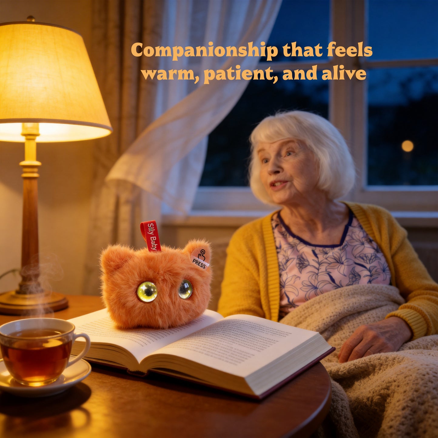 AI Companion Plush Toy Whisper the Curious Cat – Smart Interactive AI Cat, Emotional Support Plush, Cute Virtual Pet for Work & Home