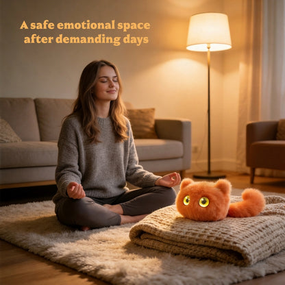 AI Companion Plush Toy Whisper the Curious Cat – Smart Interactive AI Cat, Emotional Support Plush, Cute Virtual Pet for Work & Home