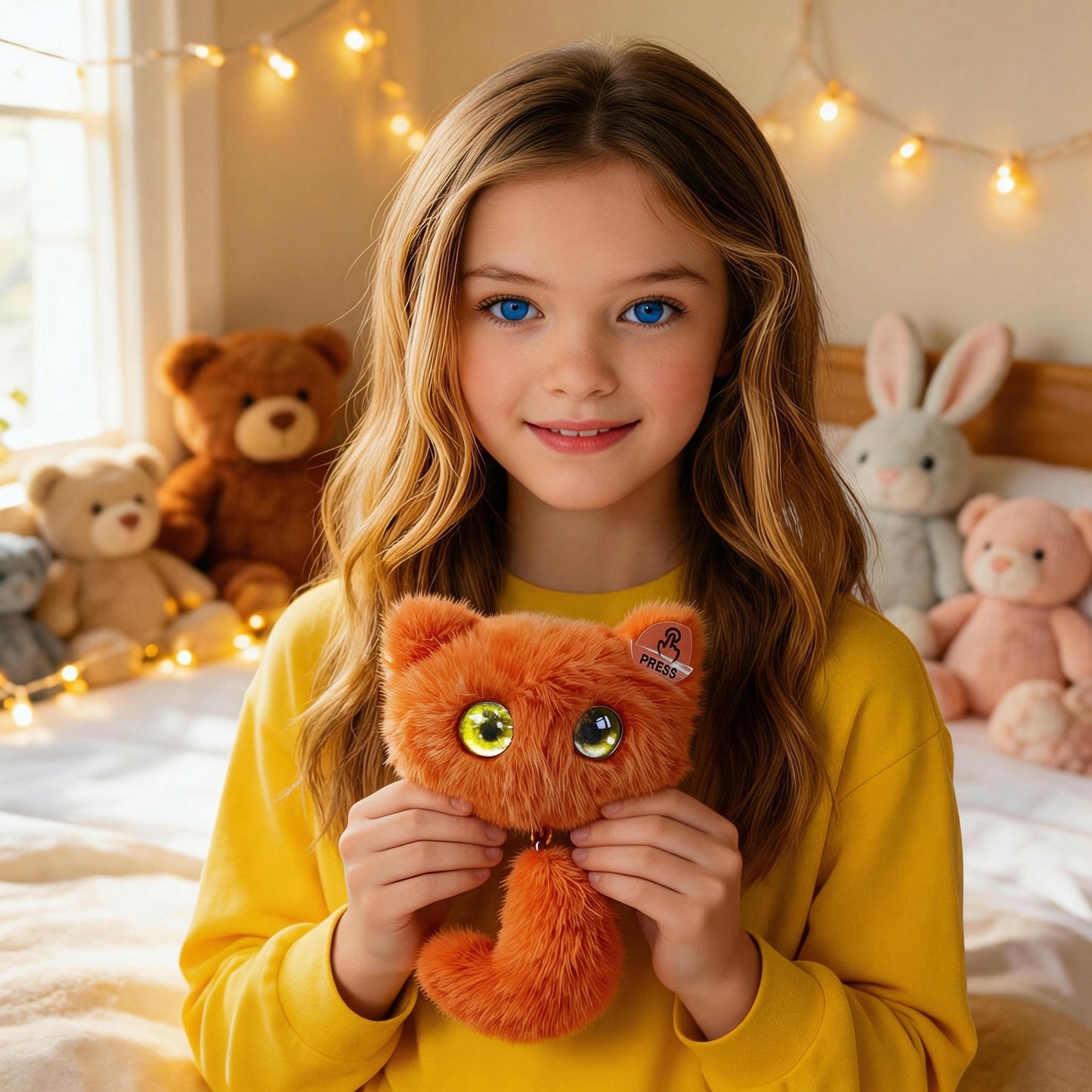 AI Companion Plush Toy Whisper the Curious Cat – Smart Interactive AI Cat, Emotional Support Plush, Cute Virtual Pet for Work & Home